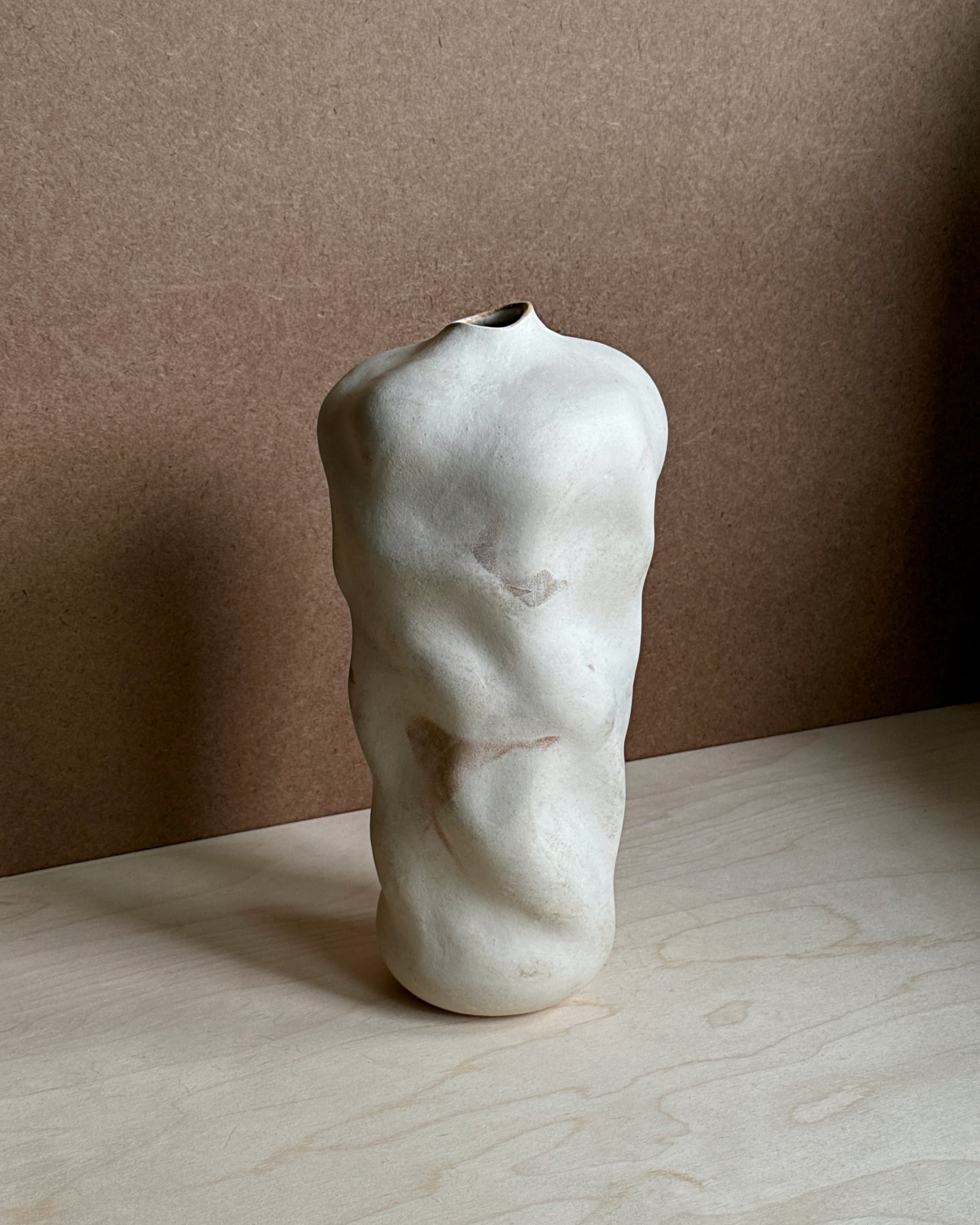 Body vessel sculpture, angled view