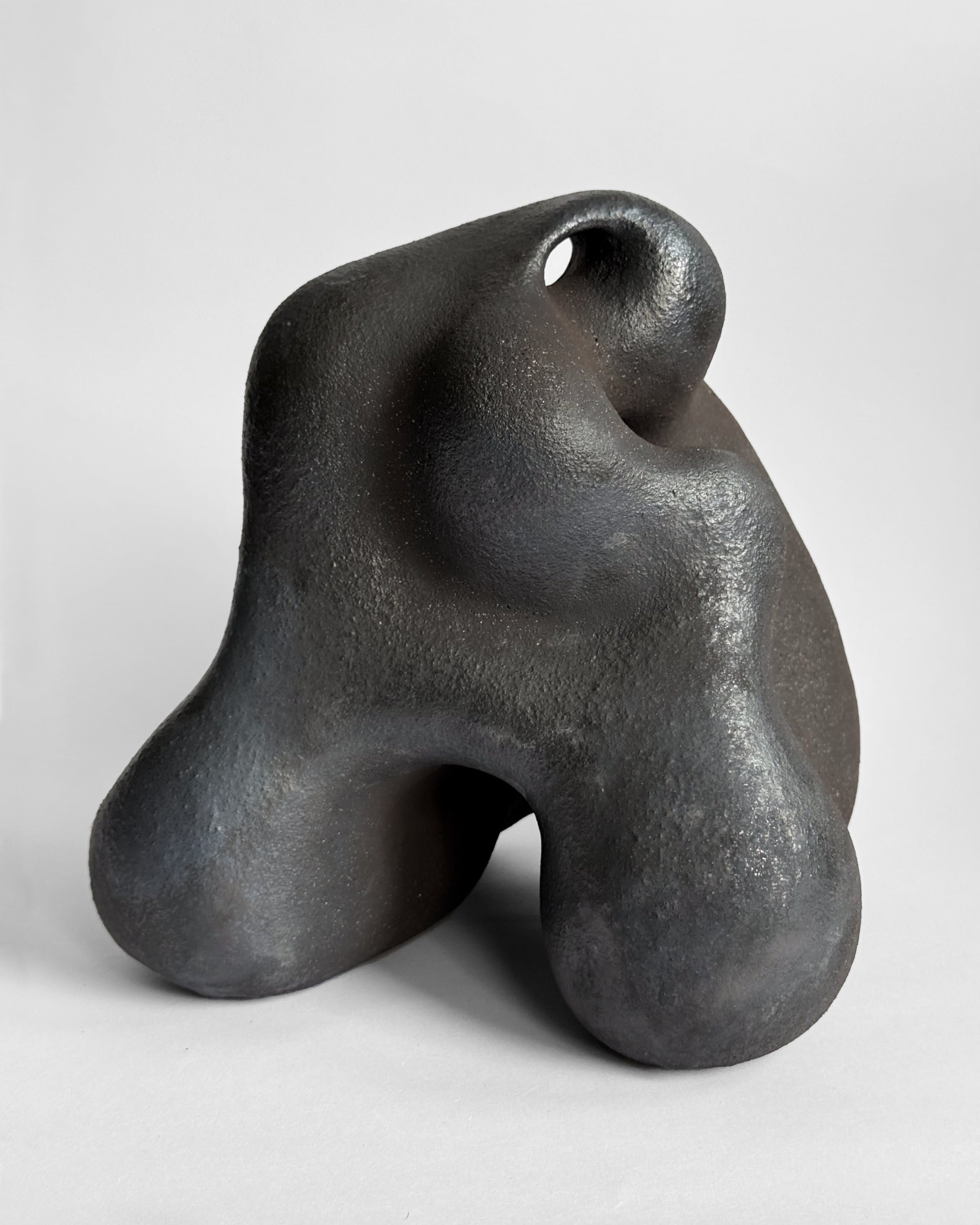 Mono No Aware, a dark woodfired stoneware sculpture